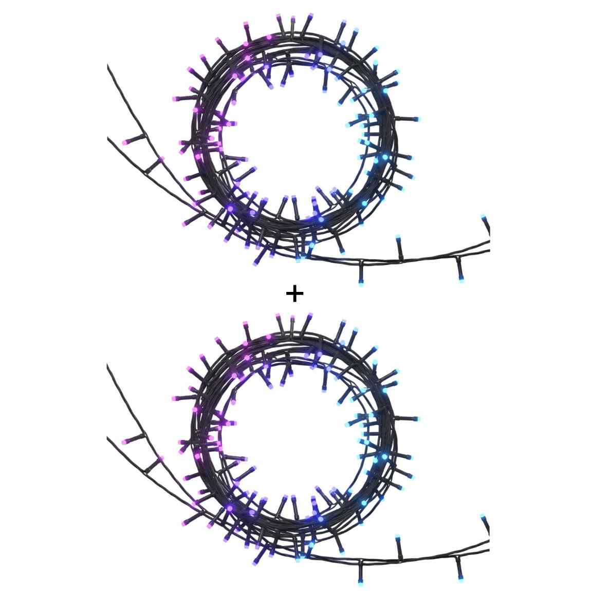 Hombli Smarte Lichterkette f&uuml;r drinnen und drau&szlig;en, 20m, farbig & wei&szlig; - 2er-Set