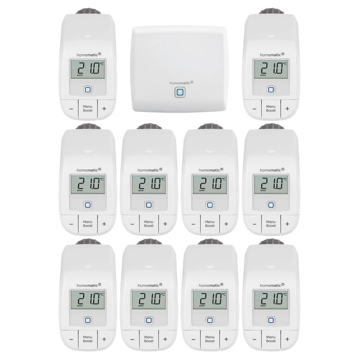 Homematic IP Starter Set Heizen mit 10 Heizkörperthermostaten Basic