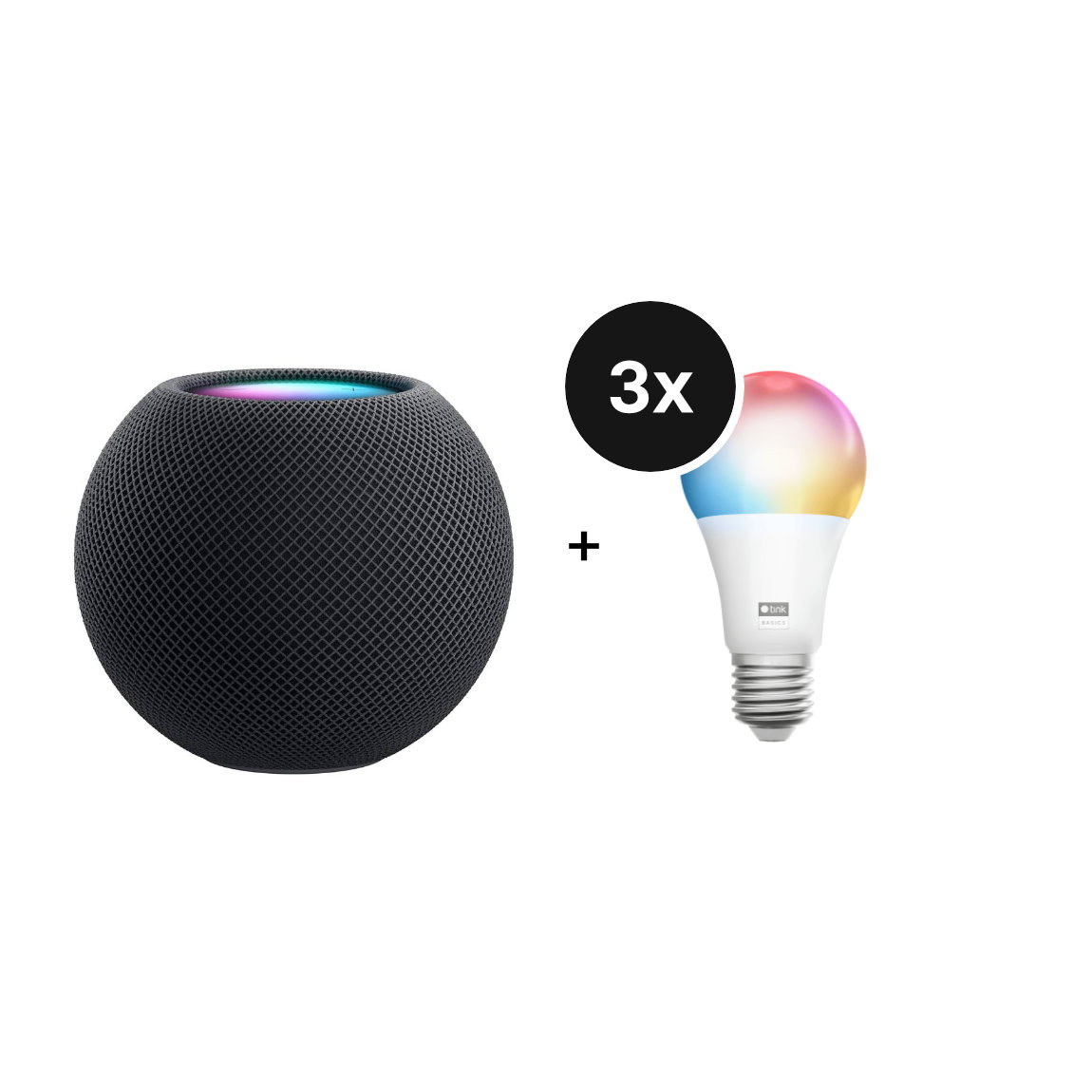 Apple Starter Set - mit HomePod mini + 3 tink Basics Matter White & Color E27 Bulb