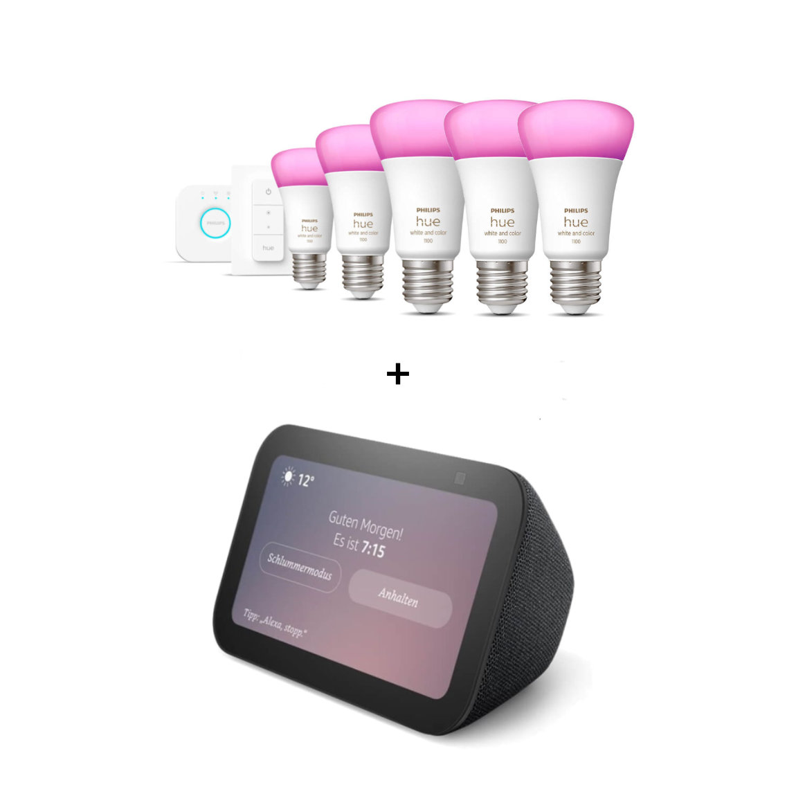 Philips Hue White & Color Ambiance E27 1100lm 5er Starter-Set + Amazon Echo Show 5 (3. Gen)