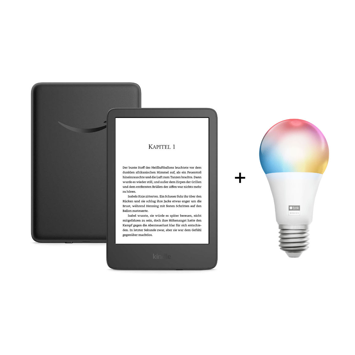 Amazon Kindle (16GB) - Mit Werbung + tink Basics Matter White & Color E27 Bulb