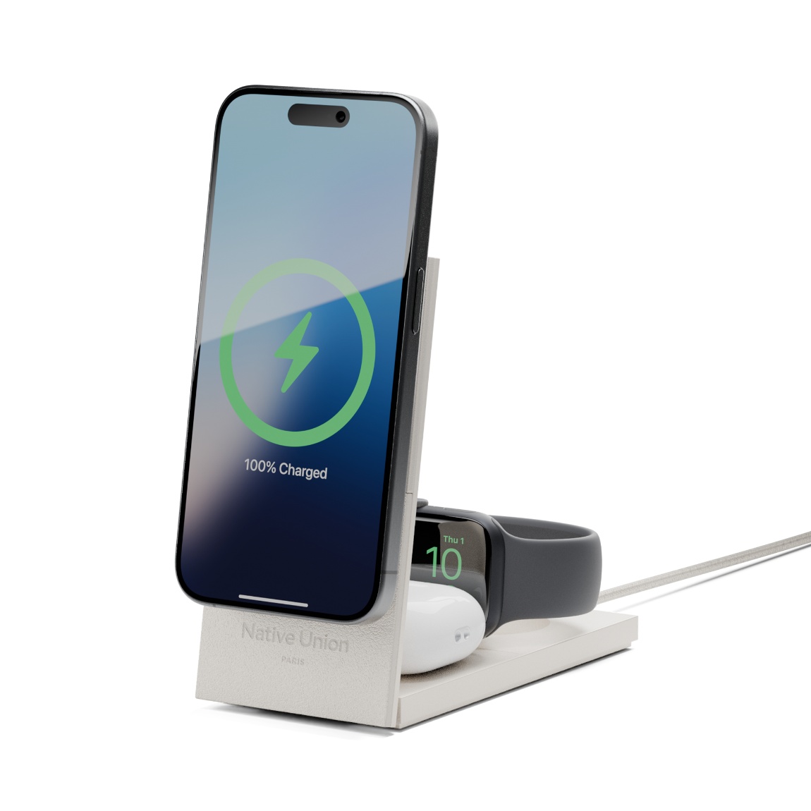 Native Union Rise 3-in-1 Qi2 Magn. Wireless Charger - Sand