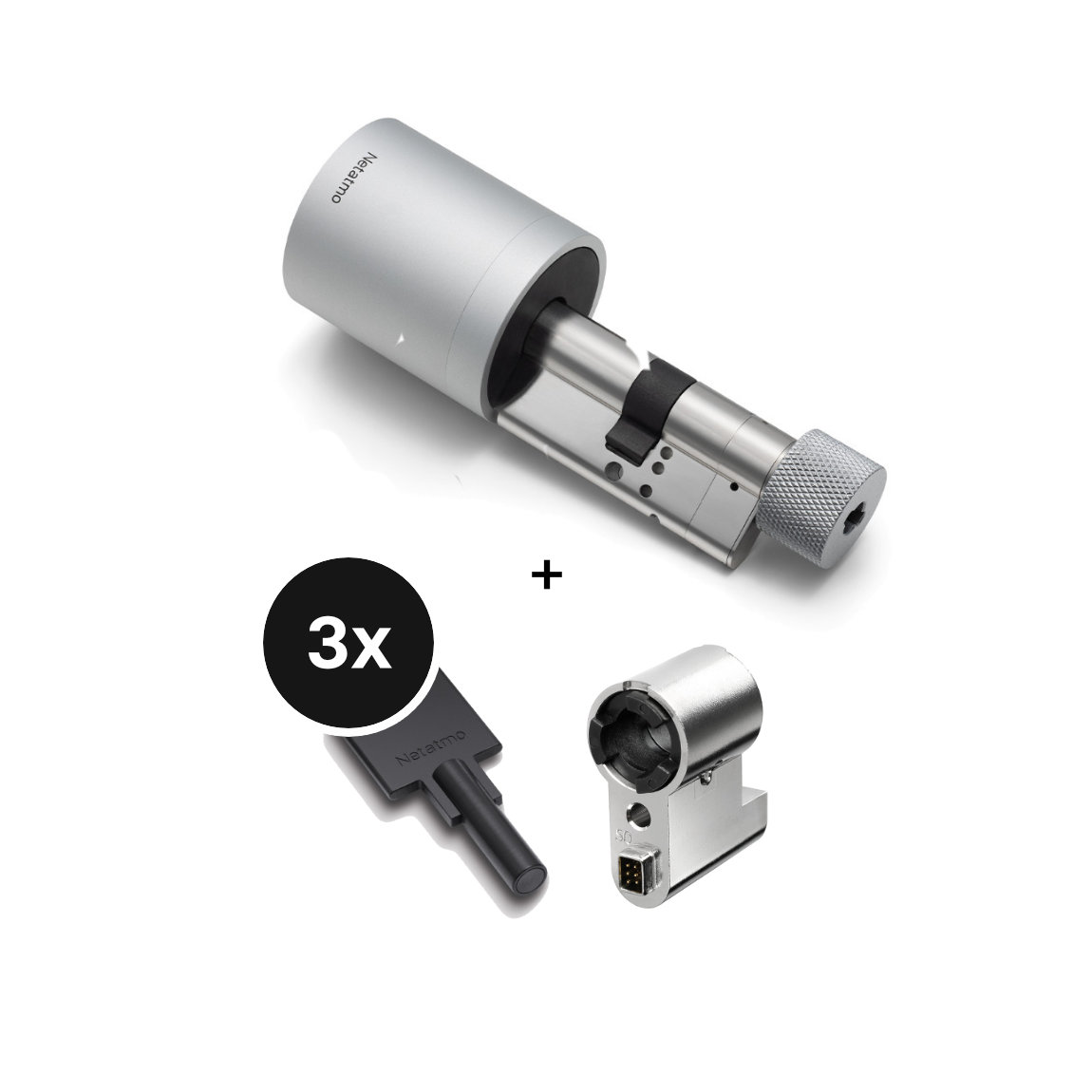 Netatmo Smart Doorlock + Smart Key 3er-Set + Erweiterungs-Kit 50 mm