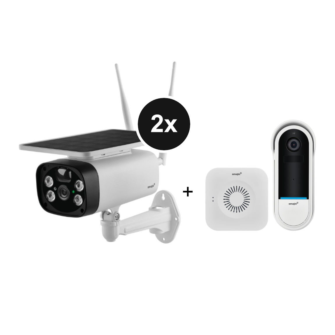 omajin Set - mit 2 Solar Cameras + Wireless Video Doorbell