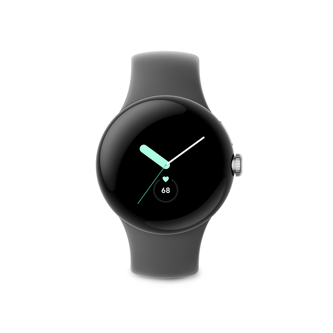 Google Pixel Watch - WLAN Smartwatch - Silber mit Charcoal Armband (+GRATIS Hombli Lichterkette)