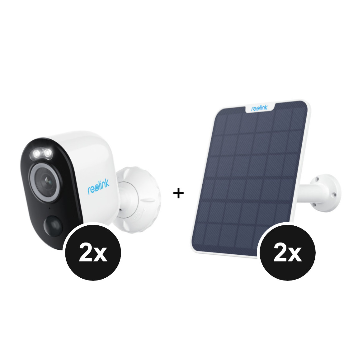 Reolink Argus Series B330 - 2er-Set + Reolink Solar Panel 2 - 2er-Set