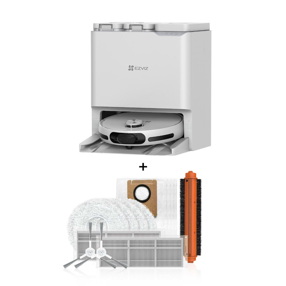 EZVIZ Set - mit RS20 Pro Saug- & Wischroboter mit Absaugstation + Zubehörpaket