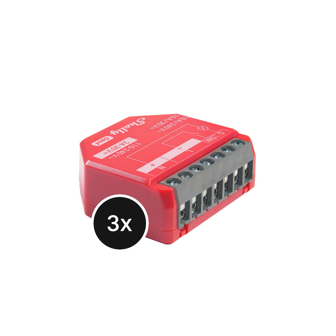 Shelly 1PM (Gen. 4) - WLAN 1-Kanal Relais max. 16A - 3er-Set (+12 Monate GRATIS Shelly Premium ab 100€)