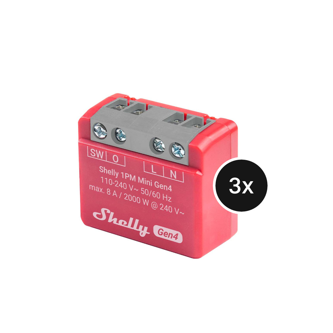 Shelly 1PM Mini (Gen. 4) - WLAN 1-Kanal Relais max. 8A - 3er-Set (+12 Monate GRATIS Shelly Premium ab 100€)