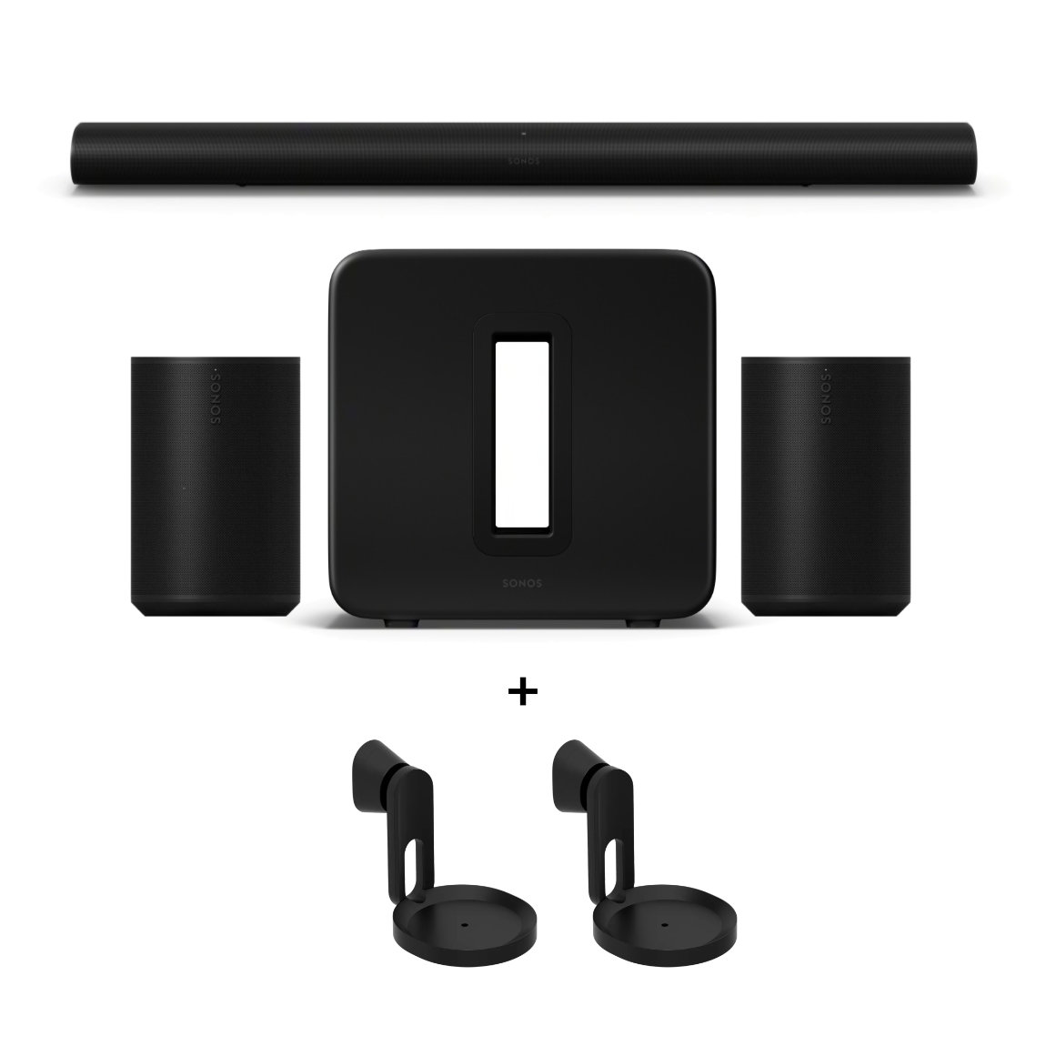 Sonos Heimkino Set - mit Arc Ultra, 2x Era 100 SL und Sub 4 + Wandhalterung - Schwarz
