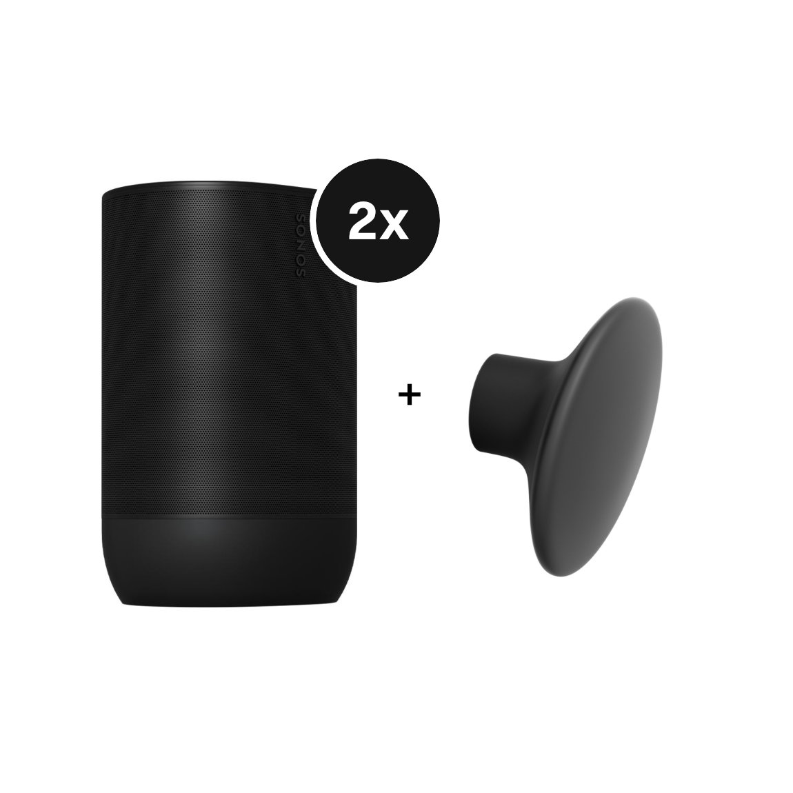 Sonos Stereo-Set - mit 2x Move 2 + Wandhalterung - Schwarz