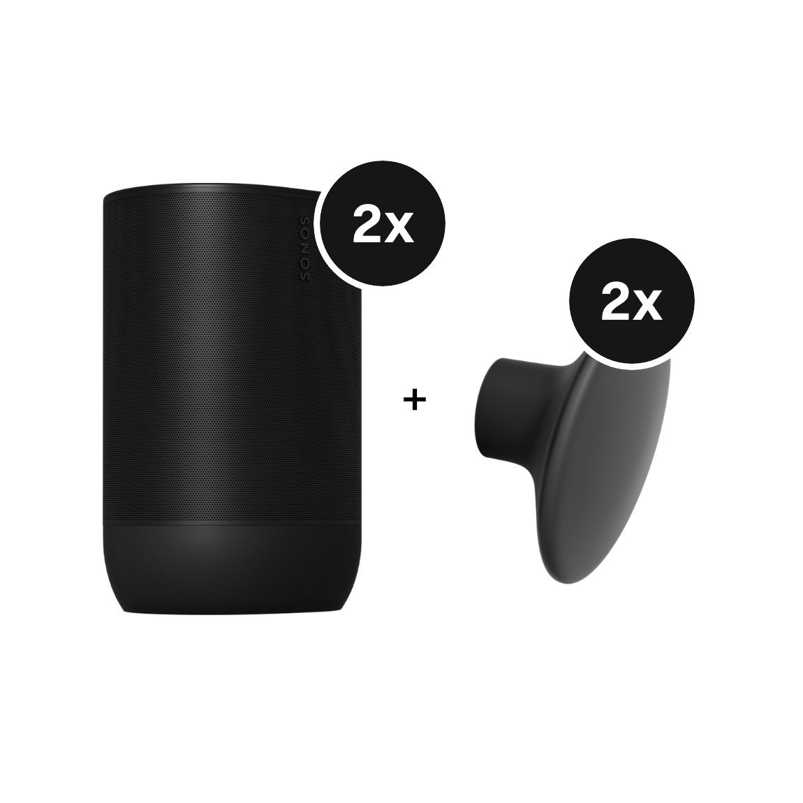 Sonos Stereo Set - mit 2x Move 2 + Wandhalterungen - Schwarz