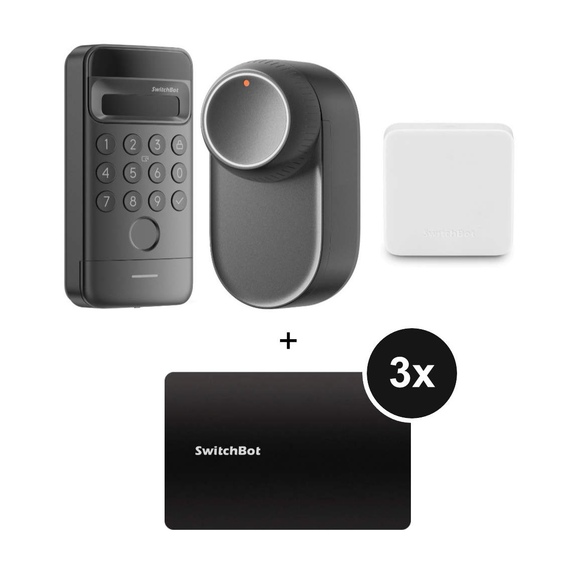 SwitchBot Smart Lock Ultra + Hub Mini Matter + Keypad Vision + NFC Card - 3er-Set