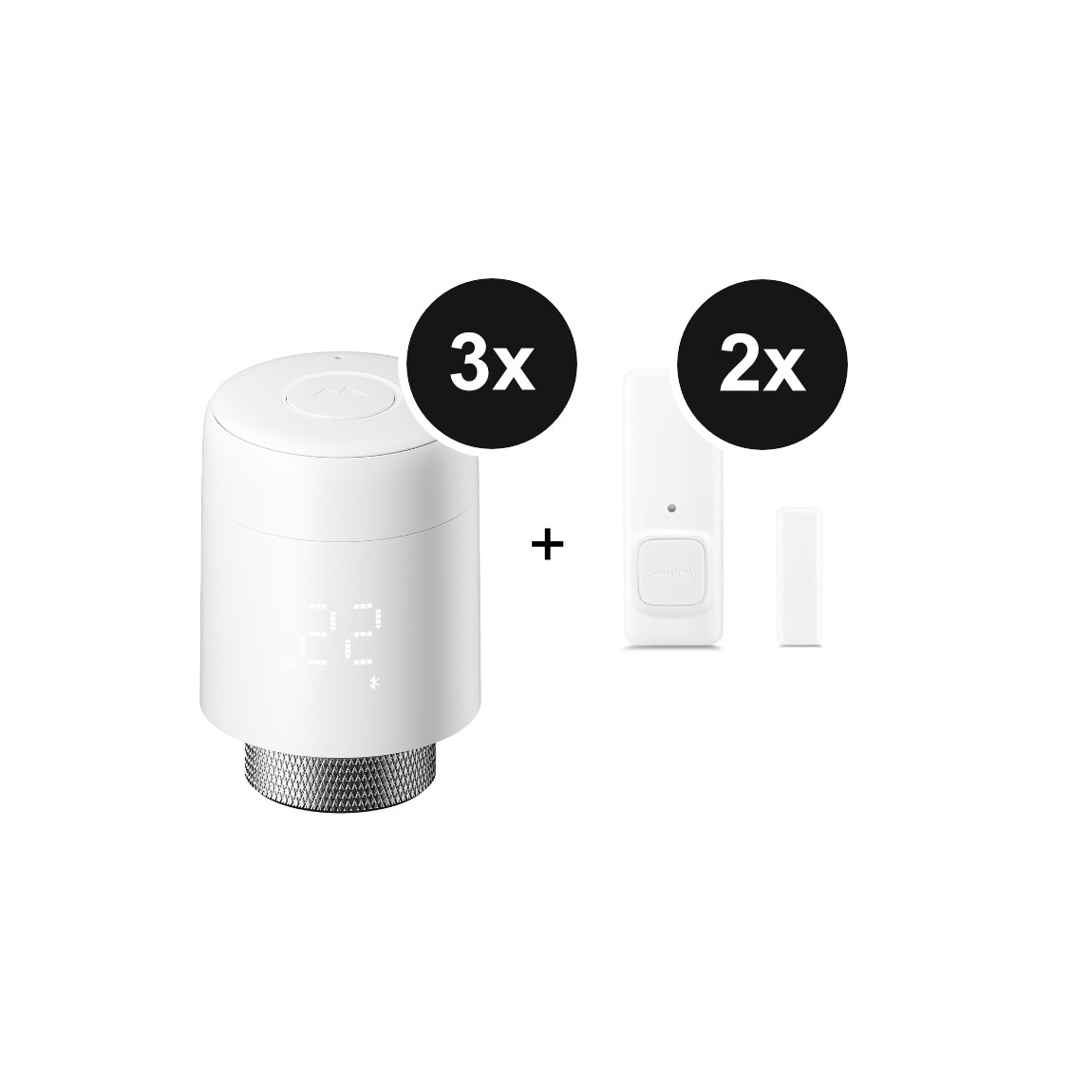SwitchBot Smartes Heizkörperthermostat - 3er-Set + Tür- & Fenstersensor - 2er-Set