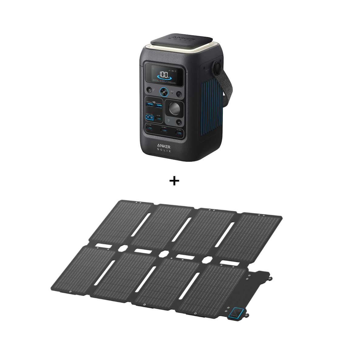 Anker SOLIX Offgrid-Set - mit mobilem Solarpanel PS100X (100W) + tragbarer Powerstation C300X DC