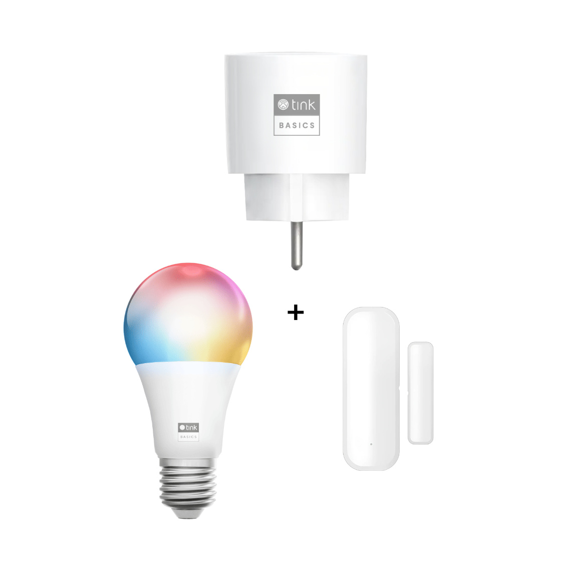 tink Basics Matter Set - mit 2 Smart Plugs + 2 White & Color E27 Bulbs + 2 Motion Sensors