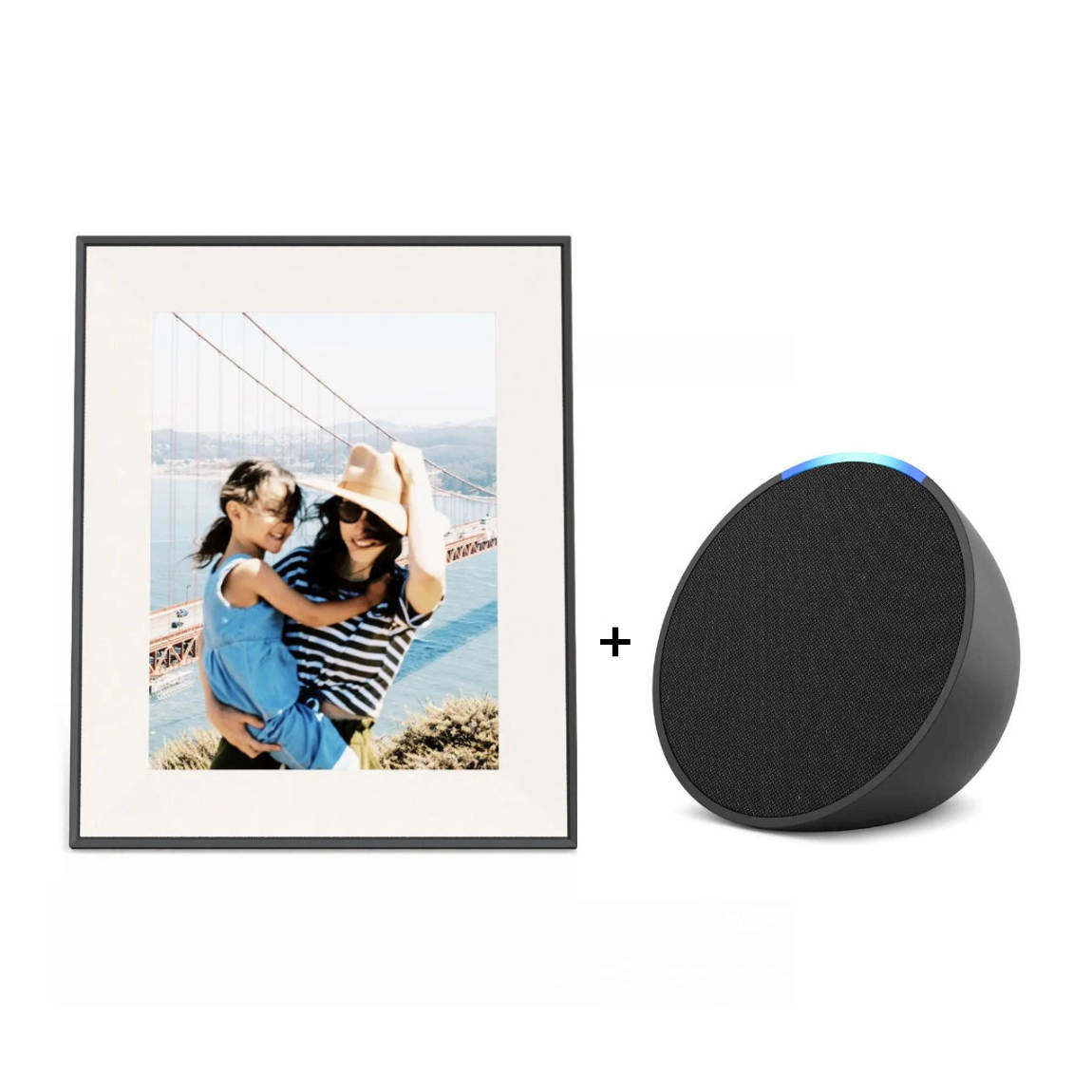 Aura Frames - Aspen (12 Zoll) - Bilderrahmen + Amazon Echo Pop - Neueste Generation