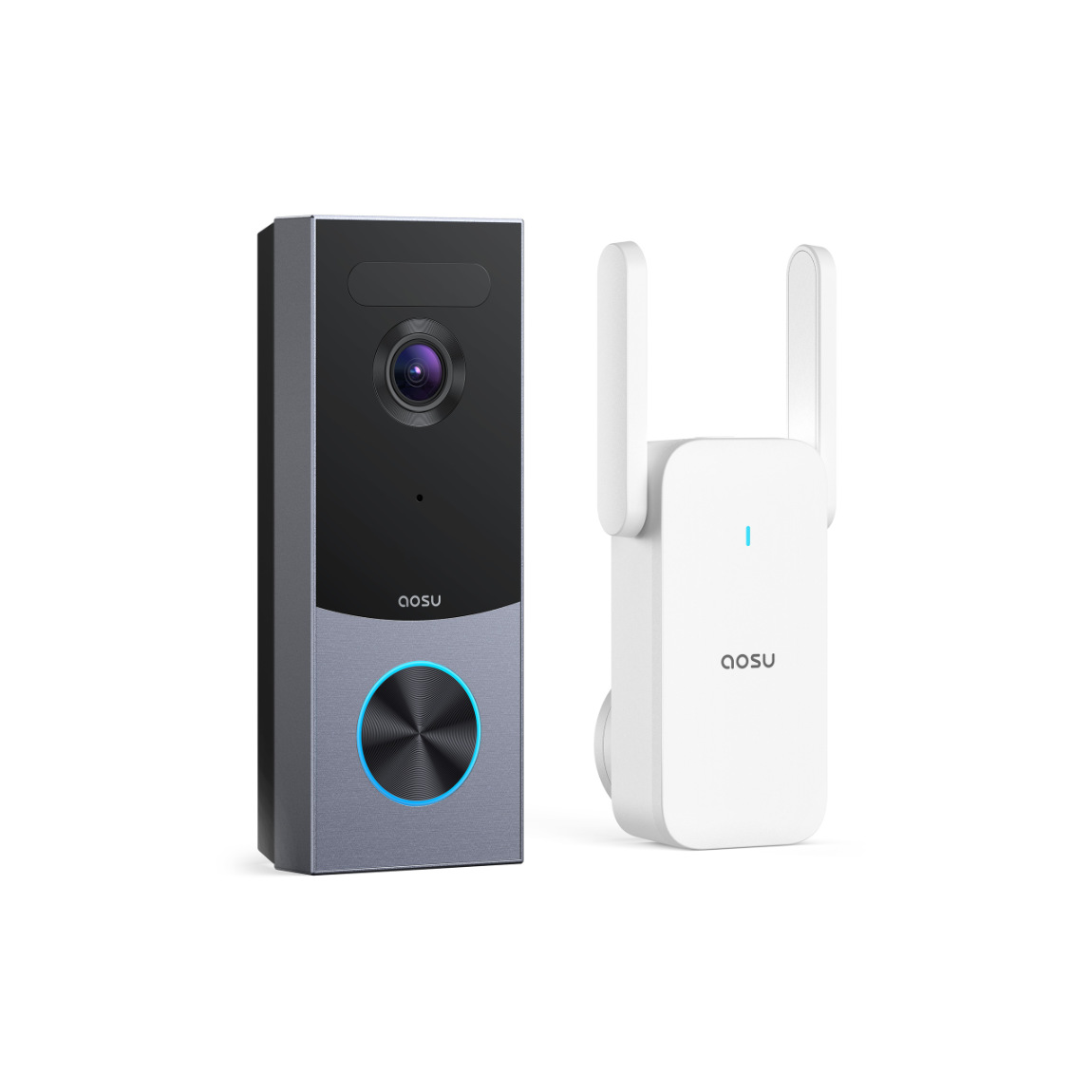aosu Smart Security Video Doorbell R1 Ultra - akku-/kabelbetriebene 5MP-Videotürklingel mit Chime - Weiß