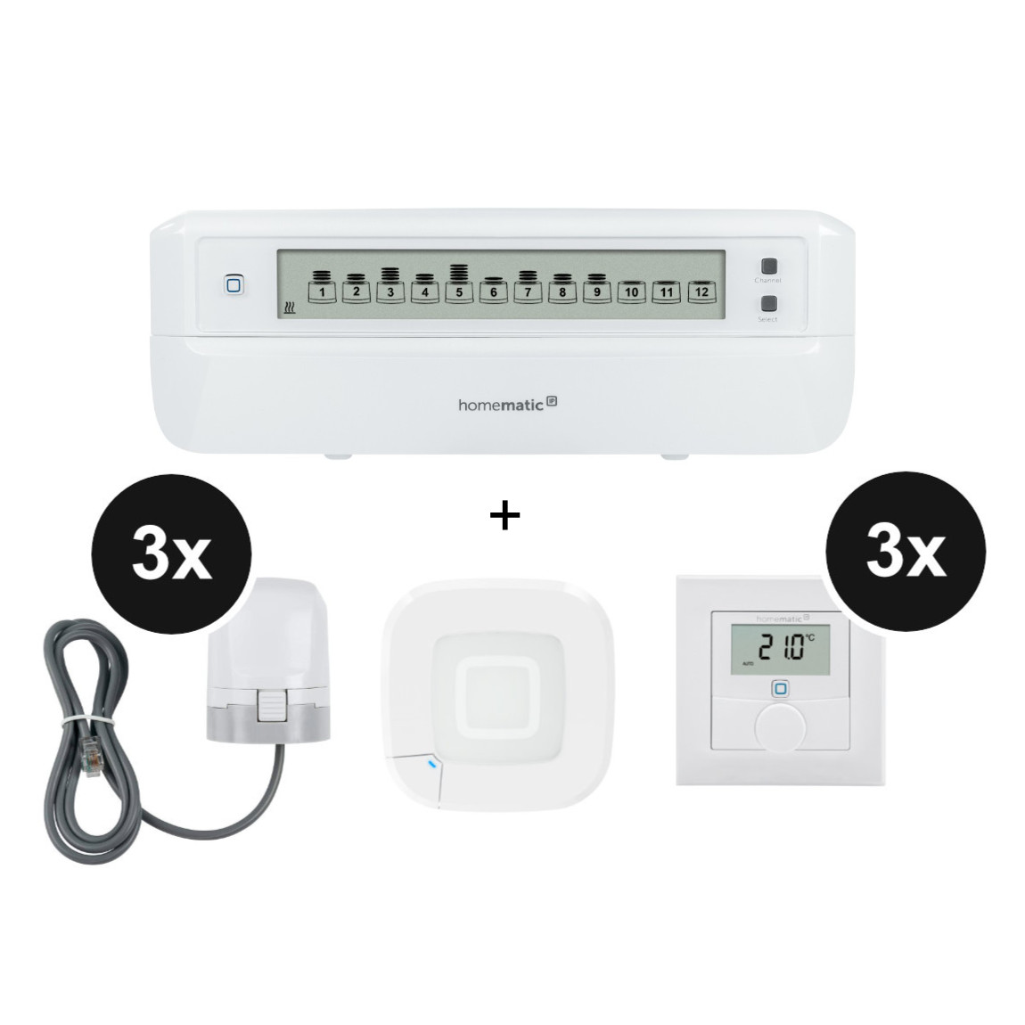 Homematic IP Fußbodenheizungs Set motorisch für 3 Räume - mit Access Point 2