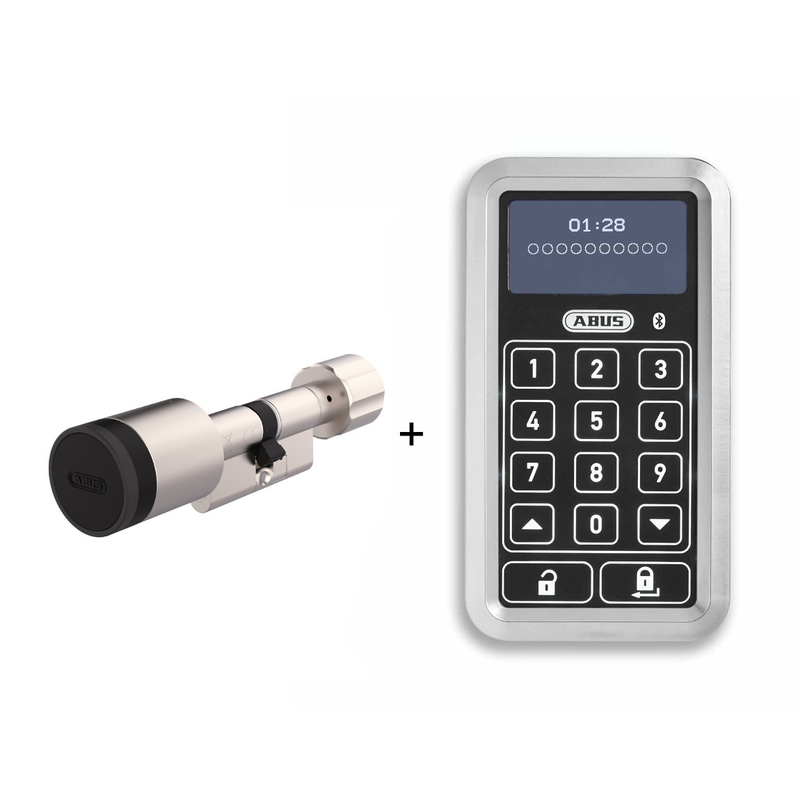 ABUS Set - mit CYLOX™ One 45 / 45 Smarter Türzylinder + HomeTec Pro Bluetooth-Tastatur CFT3100