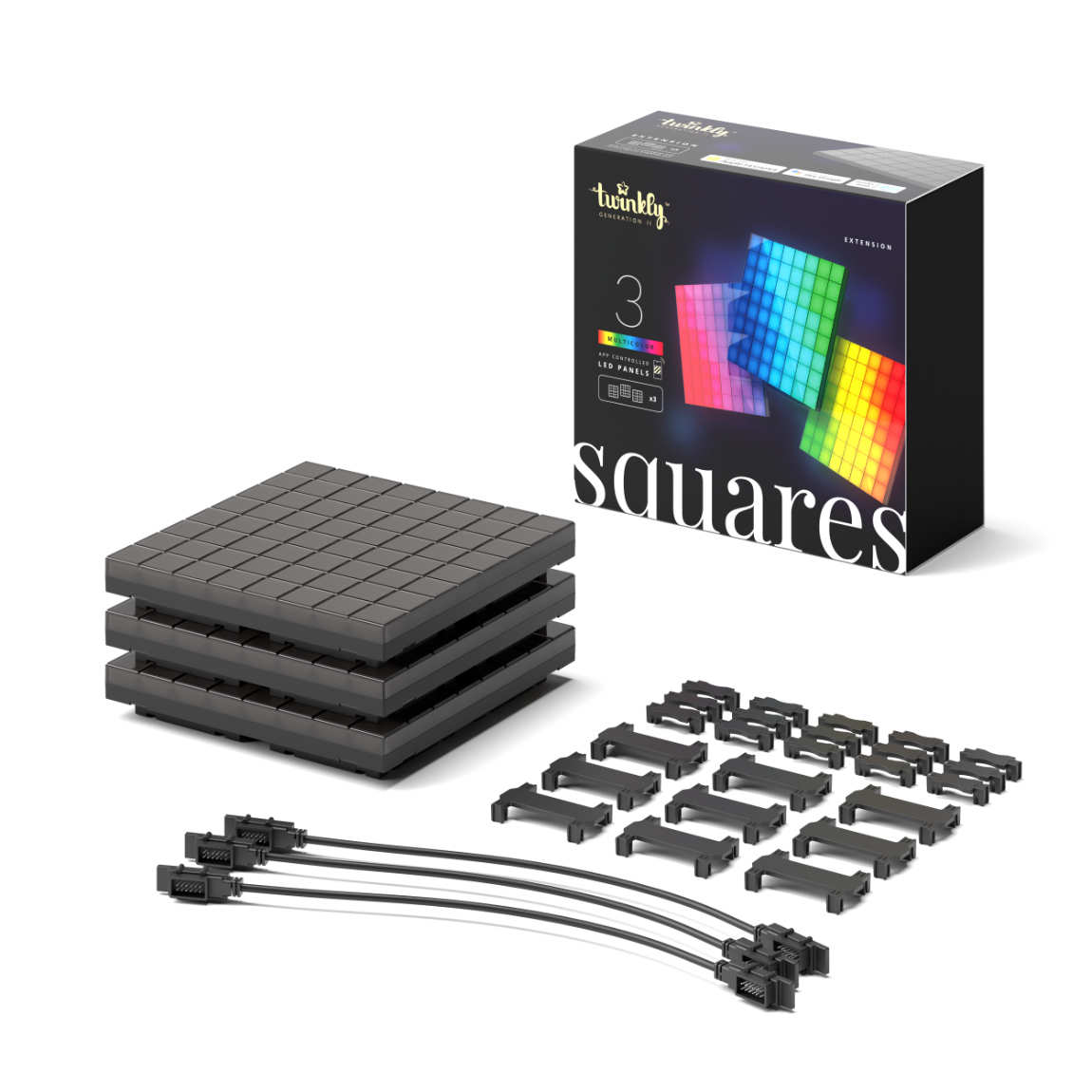 Twinkly Squares Extension 3er-Set - Schwarz