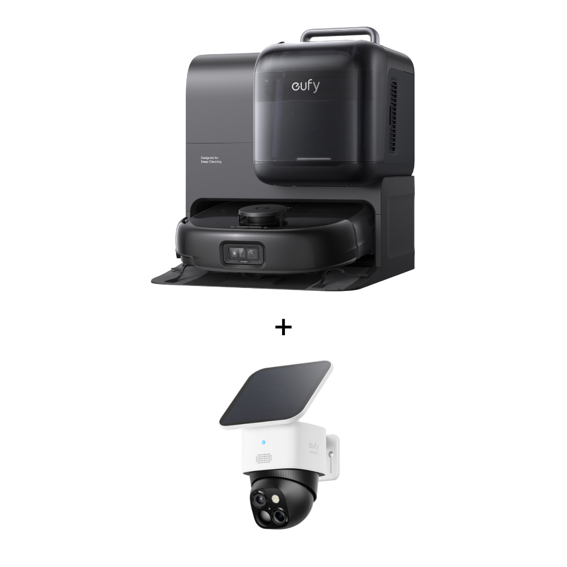eufy Set - mit Omni E28 Saug- & Wischroboter mit Station + SoloCam S340 Schwenk & Neige Outdoor Kamera