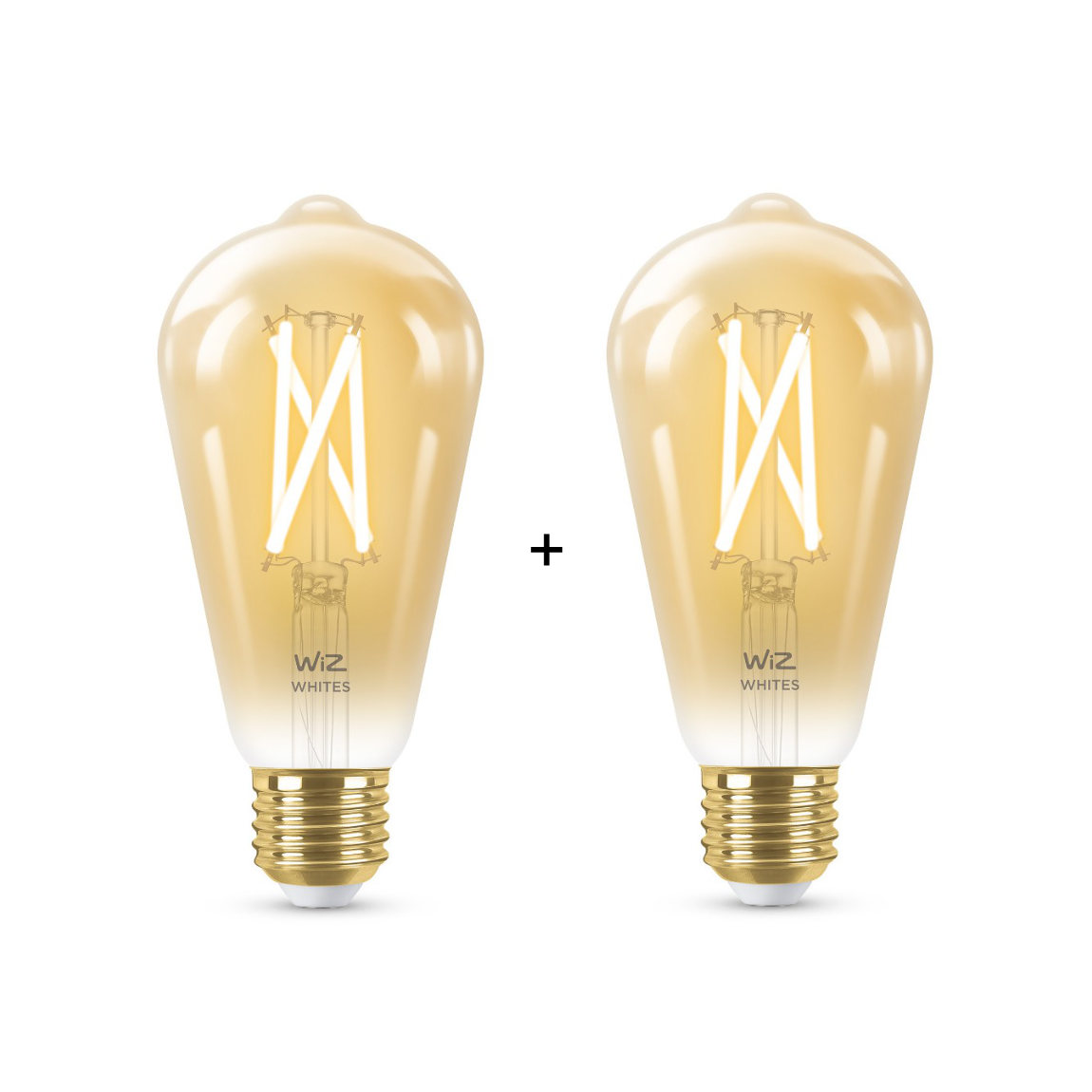 WiZ 50W E27 Edisonform Filament Amber Warm- und Kaltweiß 2er-Pack - Weiß