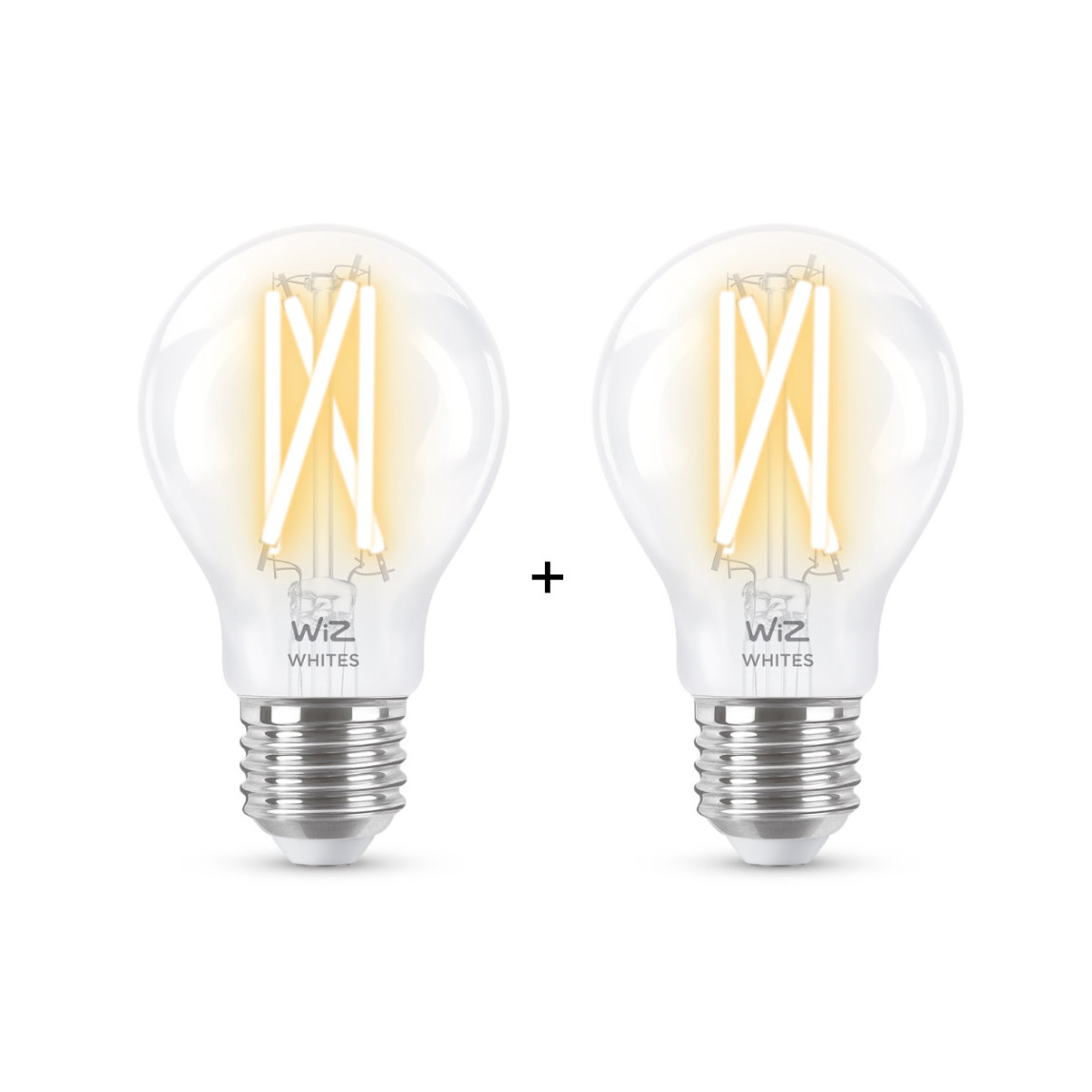 WiZ 60W E27 Standardform Filament Clear Warm- und Kaltweiß 2er-Pack - Weiß
