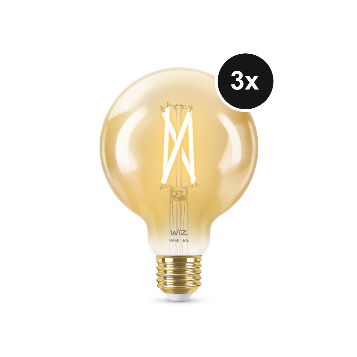 WiZ 50W E27 G95 Globeform Filament Amber Warm- und Kaltweiß 3er-Set