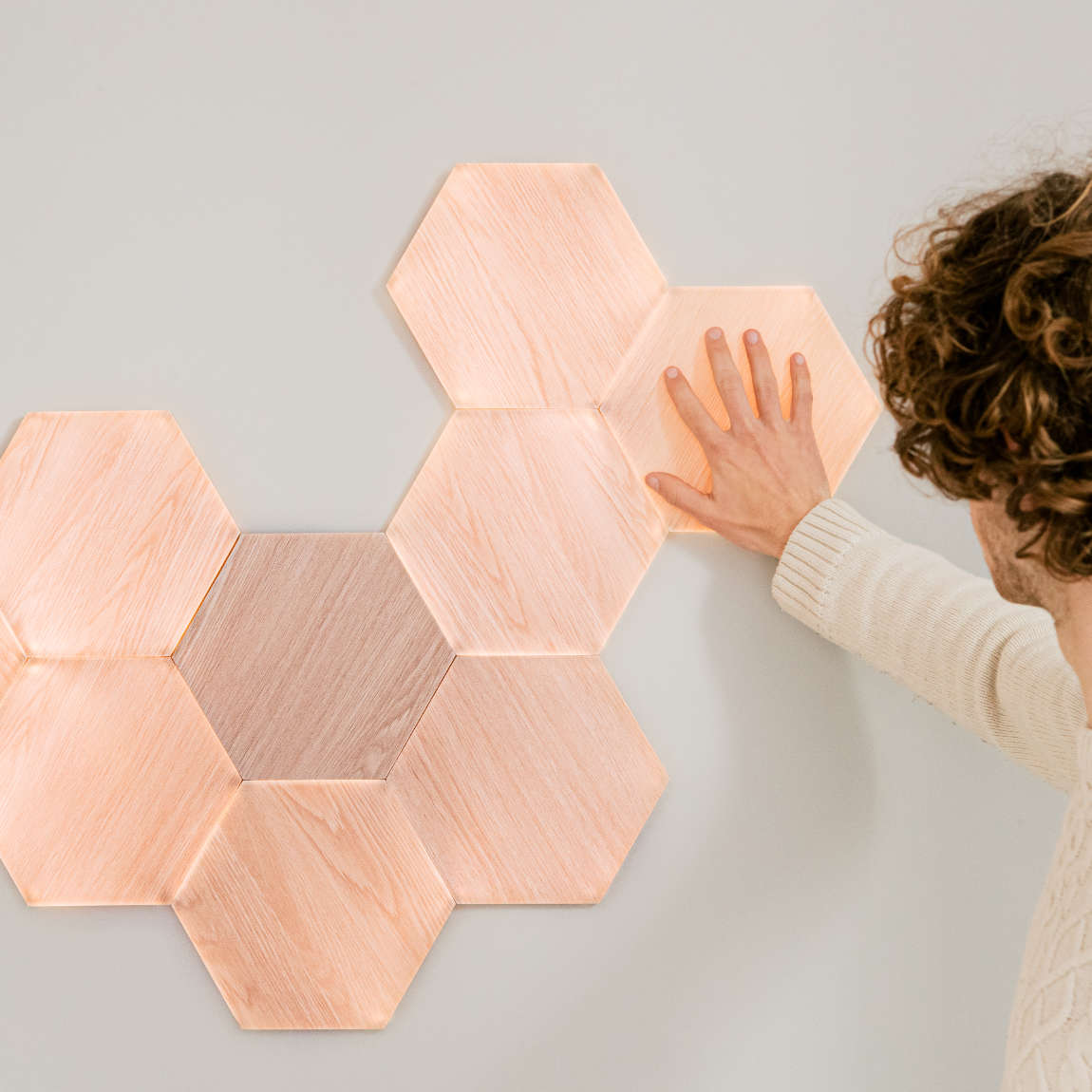 Thumbnail - Nanoleaf Elements Wood Look Hexagons Expansion Pack - 3er-Set - Holz