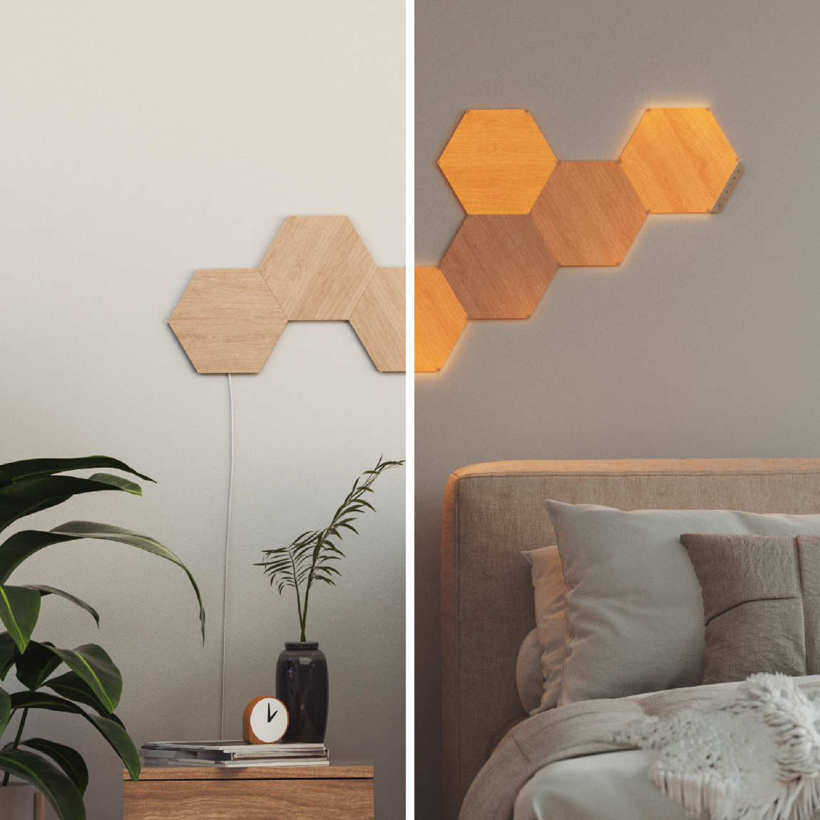 Thumbnail - Nanoleaf Elements Wood Look Hexagons Expansion Pack - 3er-Set - Holz