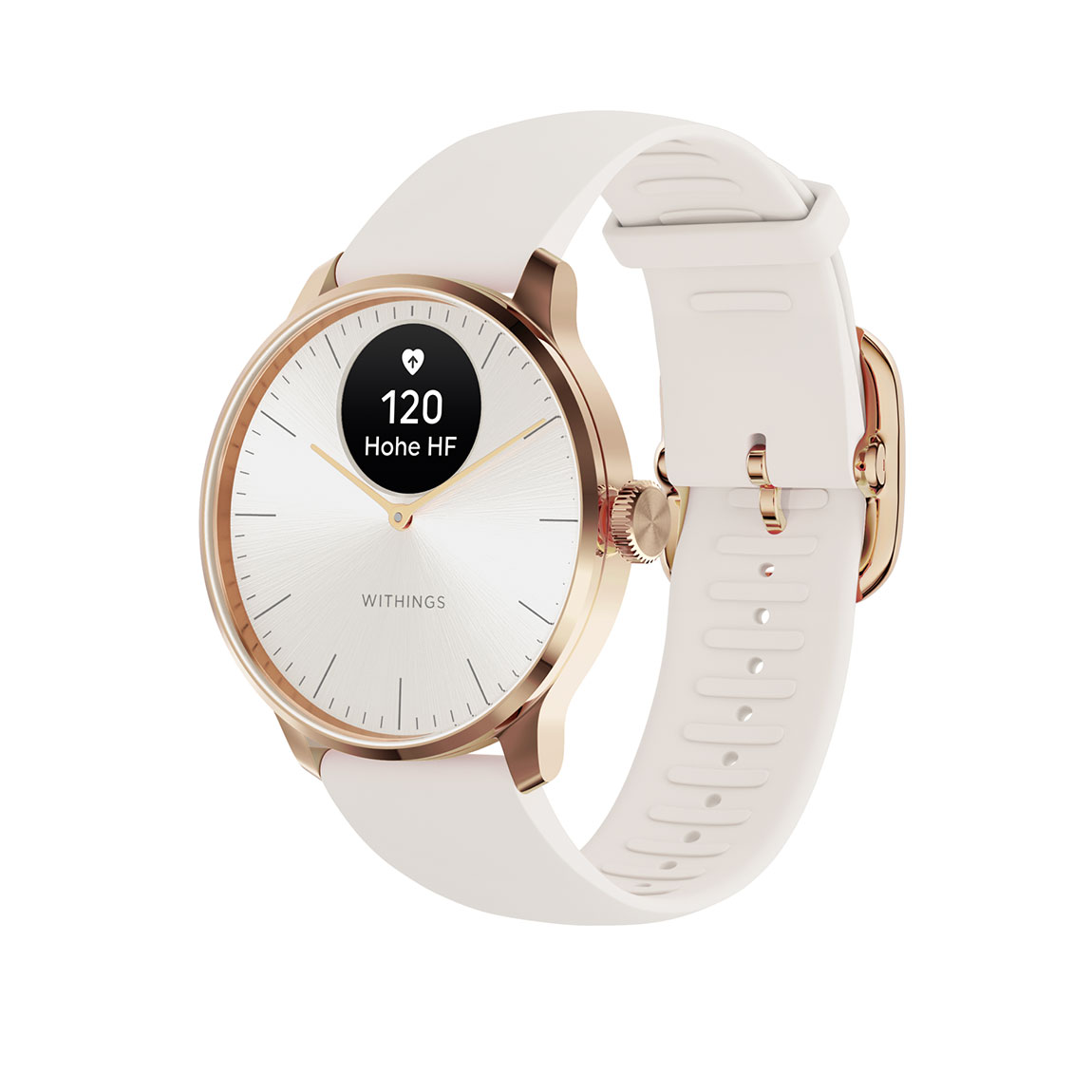 Withings ScanWatch Light - Hybrid Smartwatch für tägliches Gesundheitstracking mit 37 mm Armband - Weiß