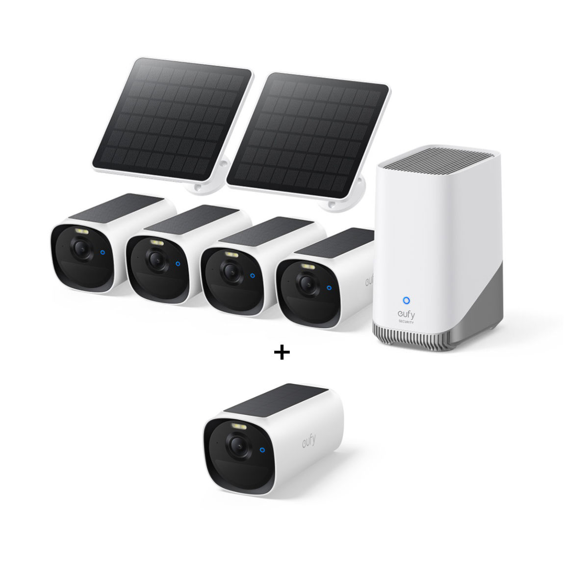 eufyCam E40 Starter-Set 2+1 - Kamera mit HomeBase 3 und Solarpanel - Weiß