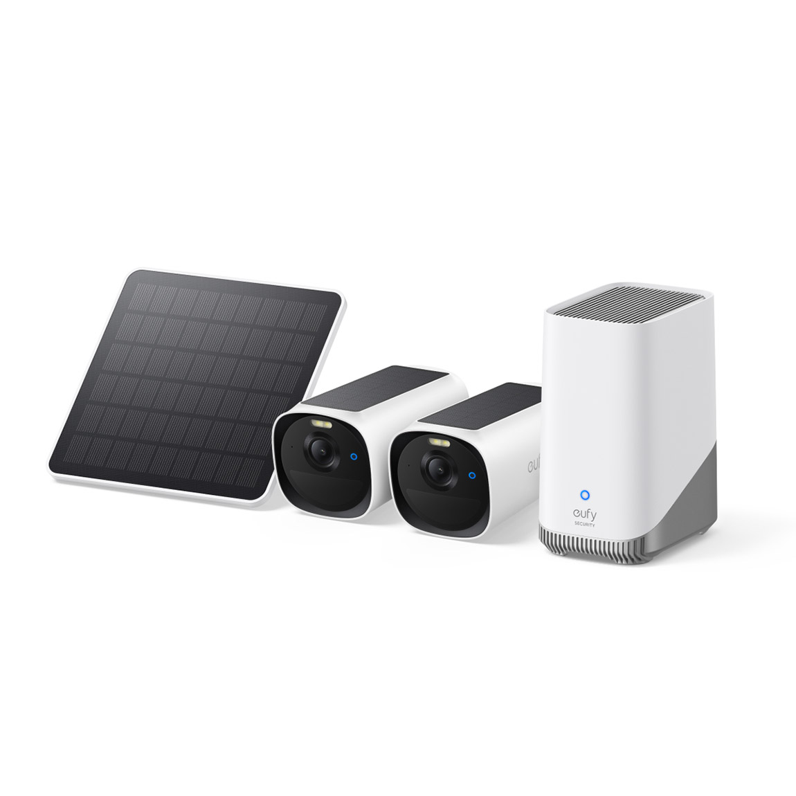 eufyCam E40 Starter-Set 2+1 - Kamera mit HomeBase 3 und Solarpanel - Weiß