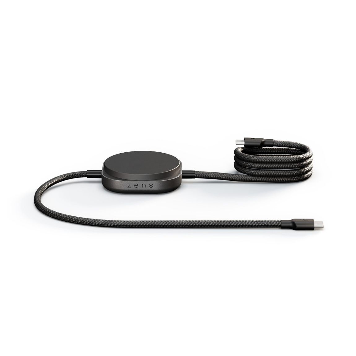 Zens Charging Cable USB C-C Pro 2 - USB-C auf USB-C-Ladekabel mit Qi2, für 2 Geräte - Schwarz