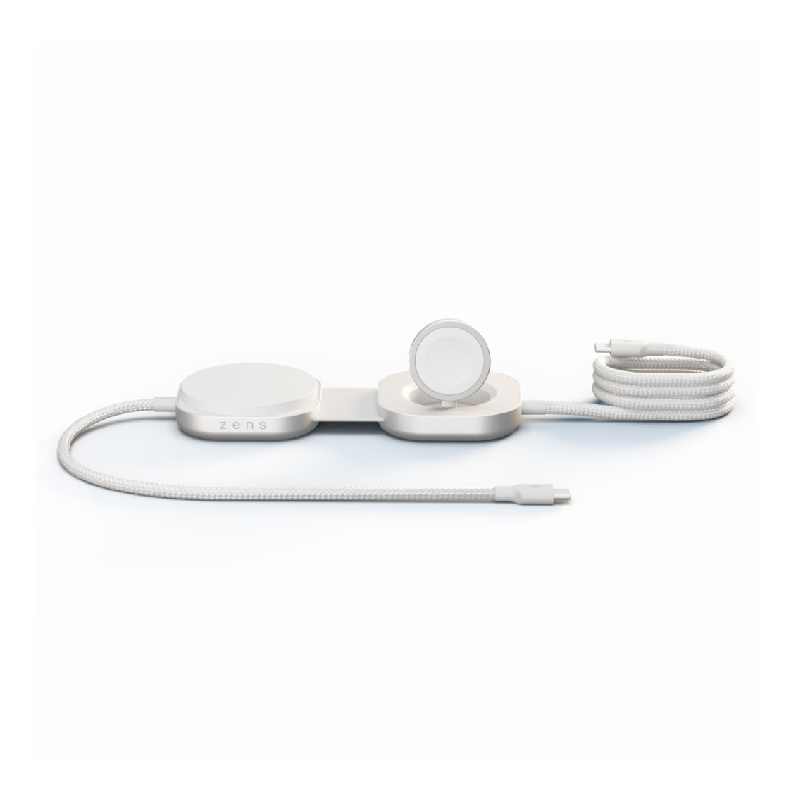 Zens Charging Cable USB C-C Pro 3 - USB-C auf USB-C-Ladekabel mit Qi2, für 3 Geräte - Weiß