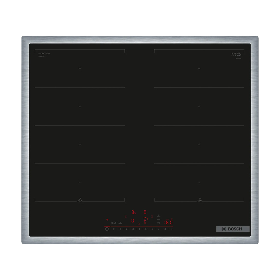 Bosch PXX645HC1E Serie 6 Induktionskochfeld 60 cm mit Rahmen aufliegend - Schwarz / Altgerätemitnahme