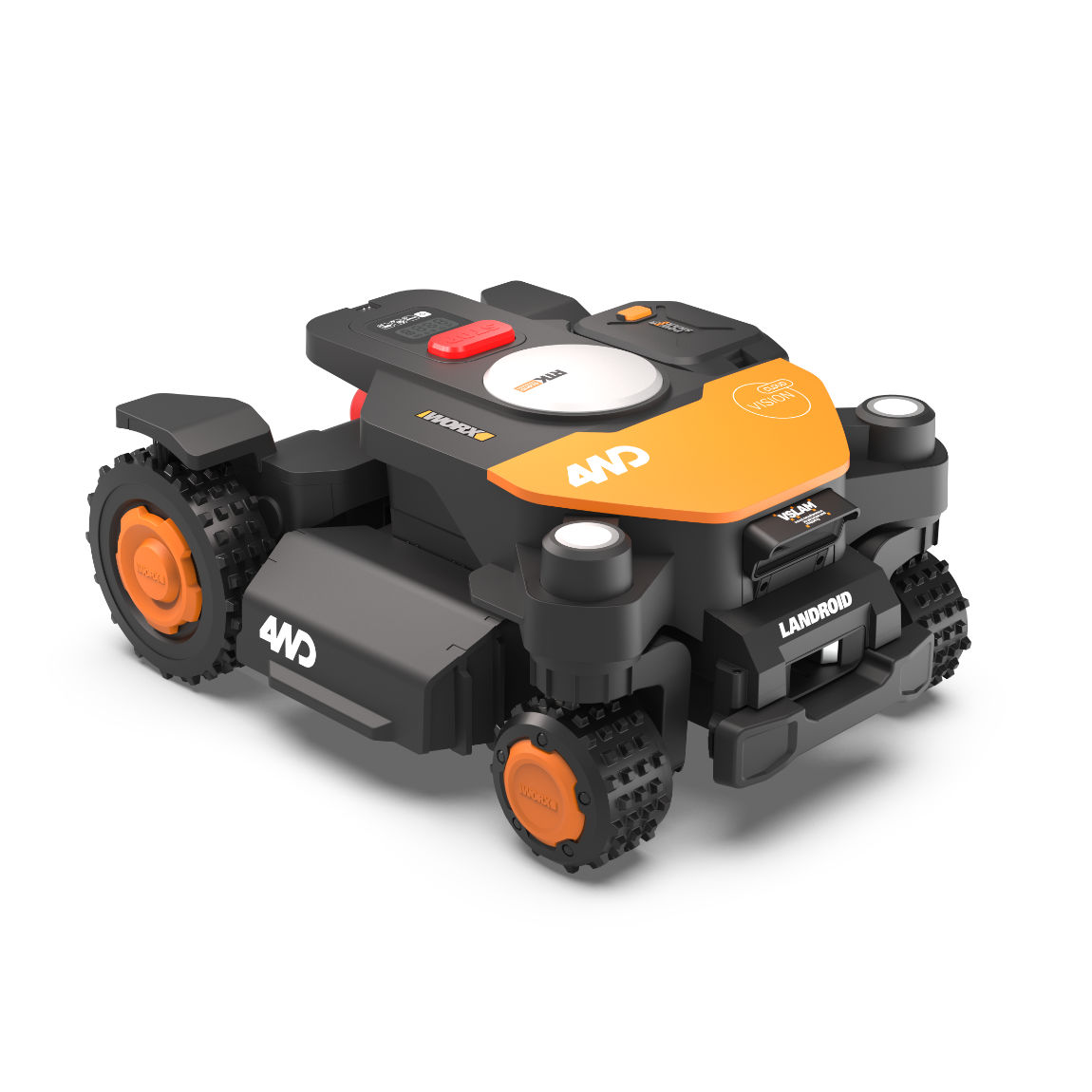 Worx WR341E Landroid Vision Cloud (Stereo, AWD) - Kabelloser Mähroboter für bis zu 1.000 m² - Schwarz