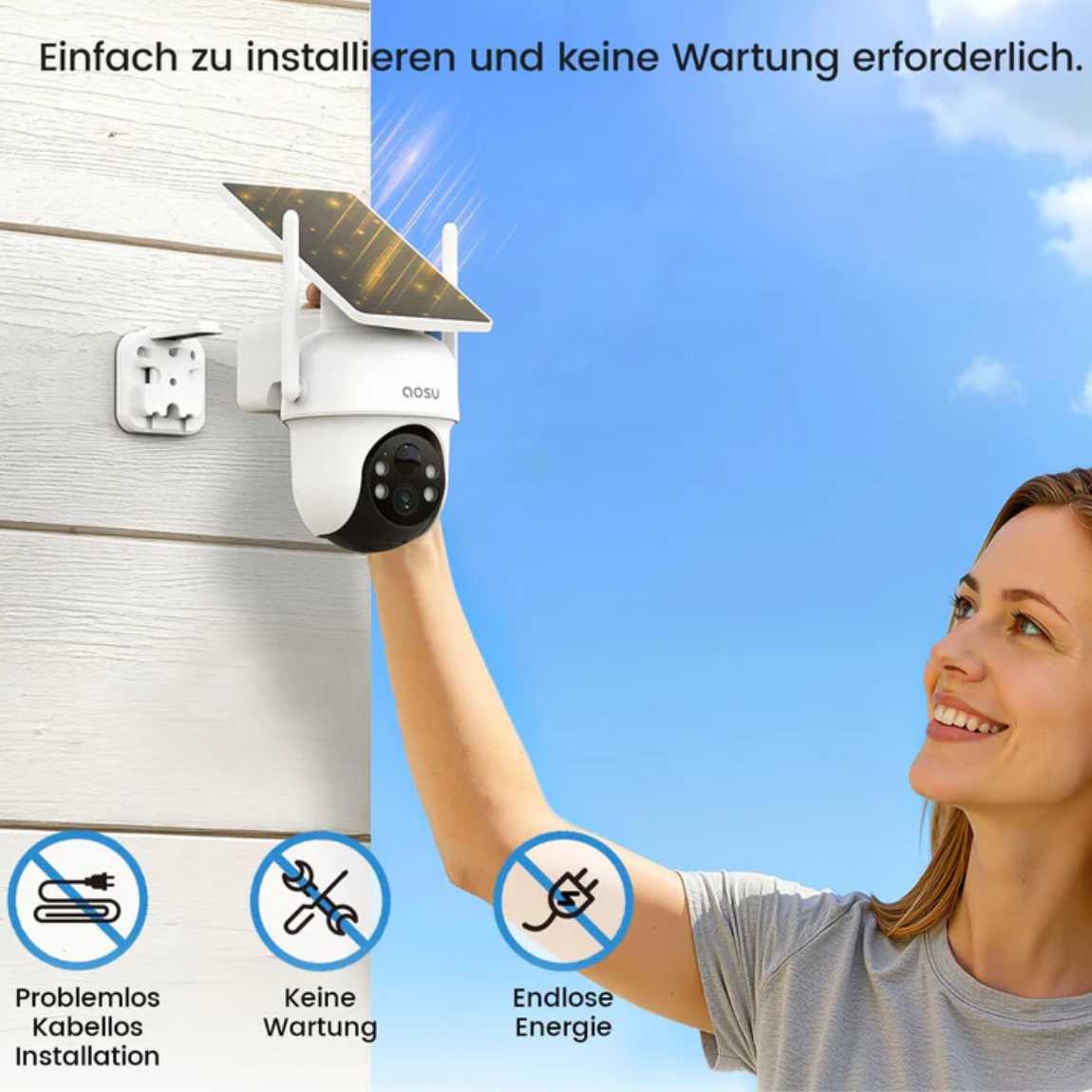 AOSU Smart Security SolarCam D1 Classic, Weiß, 2er-Pack — Foto 3 von 6