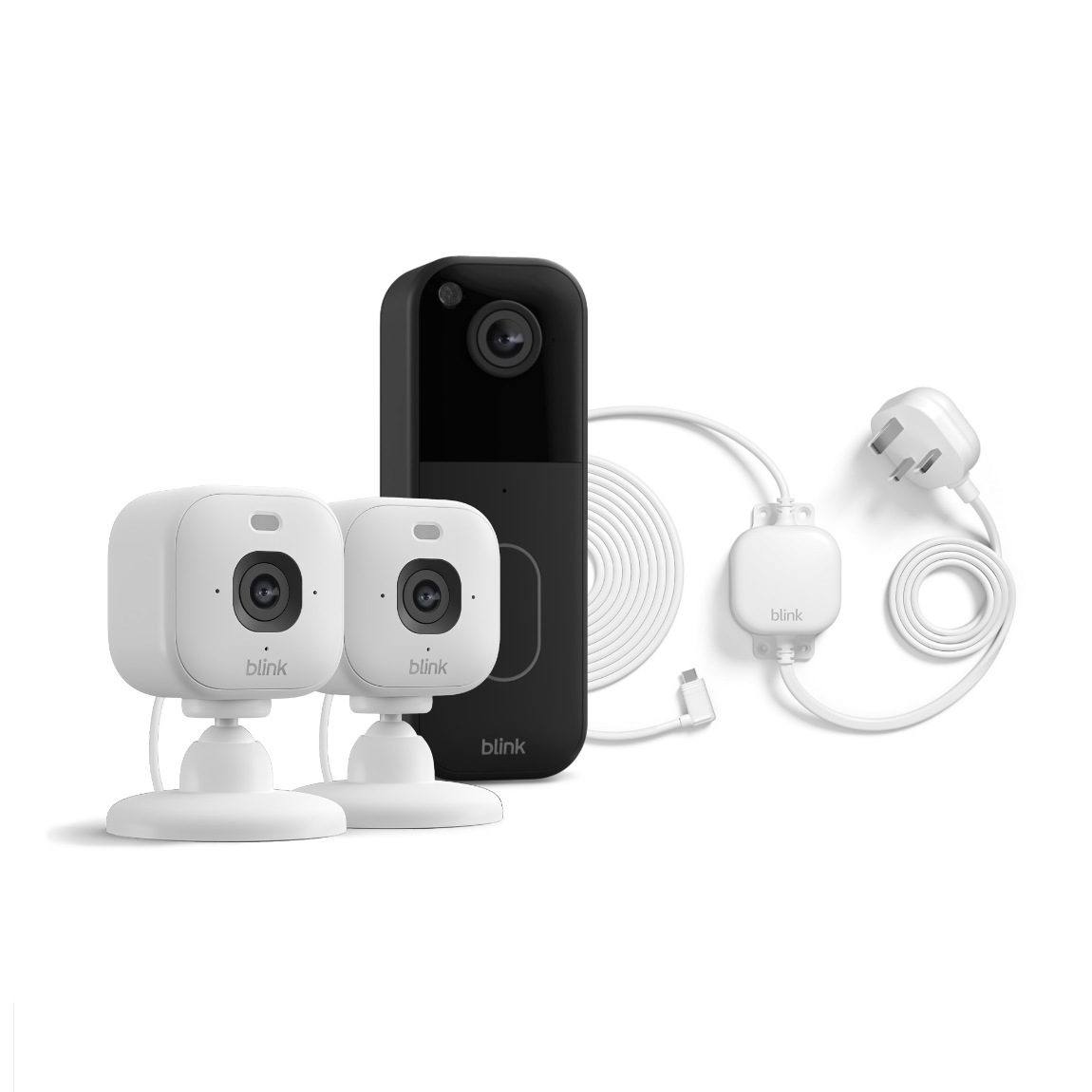 Blink Set - mit 2 Mini 2K+ + Video Doorbell 2 + wetterfestes Netzteil - Weiß