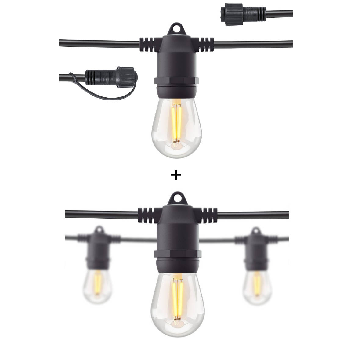 Hombli Set - mit Outdoor Smart Light String 5m + 5m Erweiterung - Schwarz