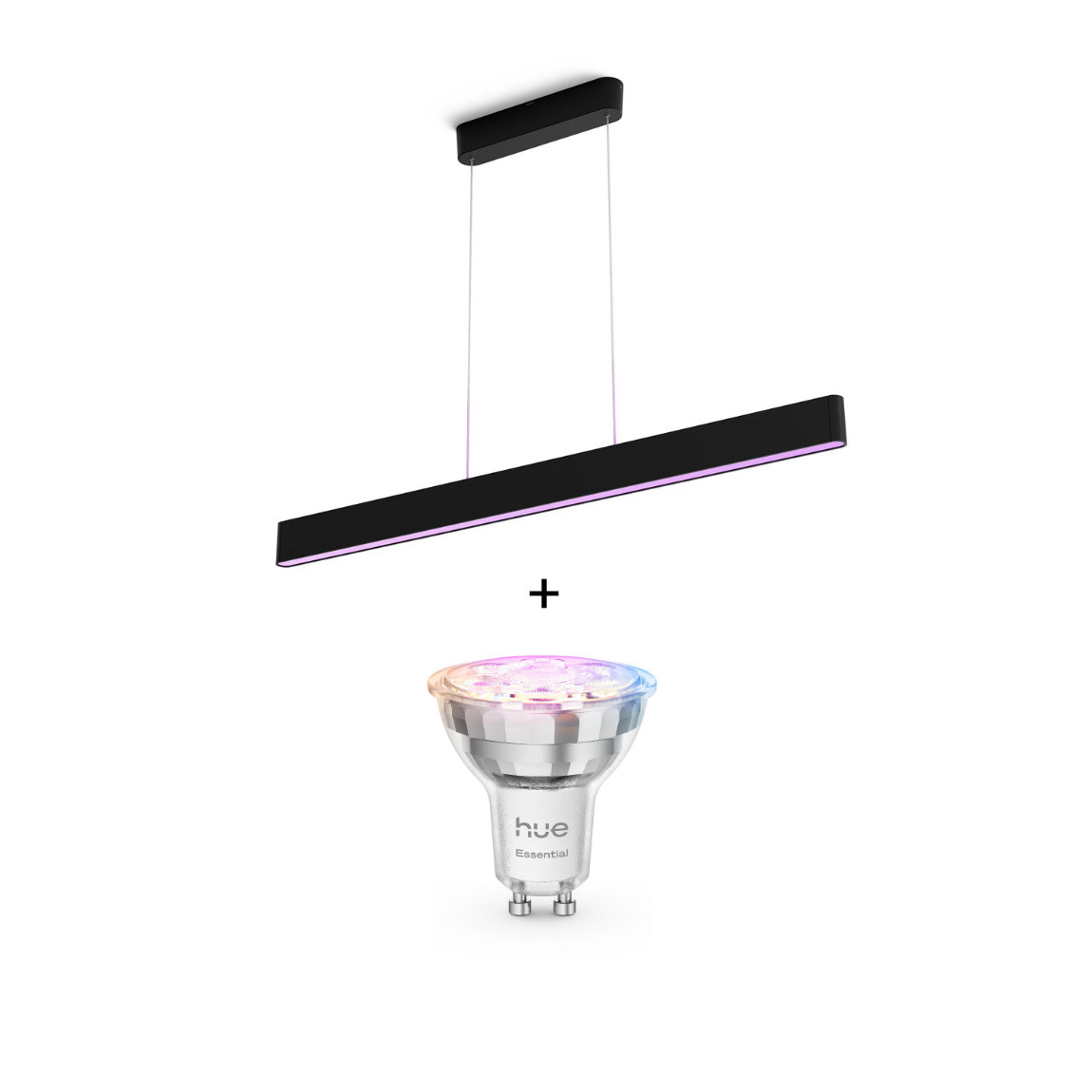 Philips Hue White & Color Ambiance Ensis Pendelleuchte 5500lm - Weiß + Essential White and Color Ambiance GU10 4,7W LED Lampe