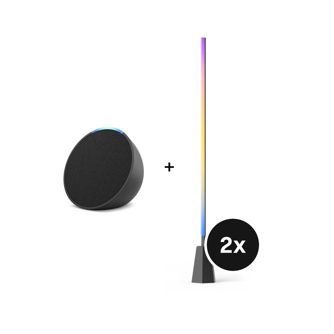 Amazon Echo Pop - Neueste Generation + eufy Zimmer Stehlampe E10 - 2er-Set
