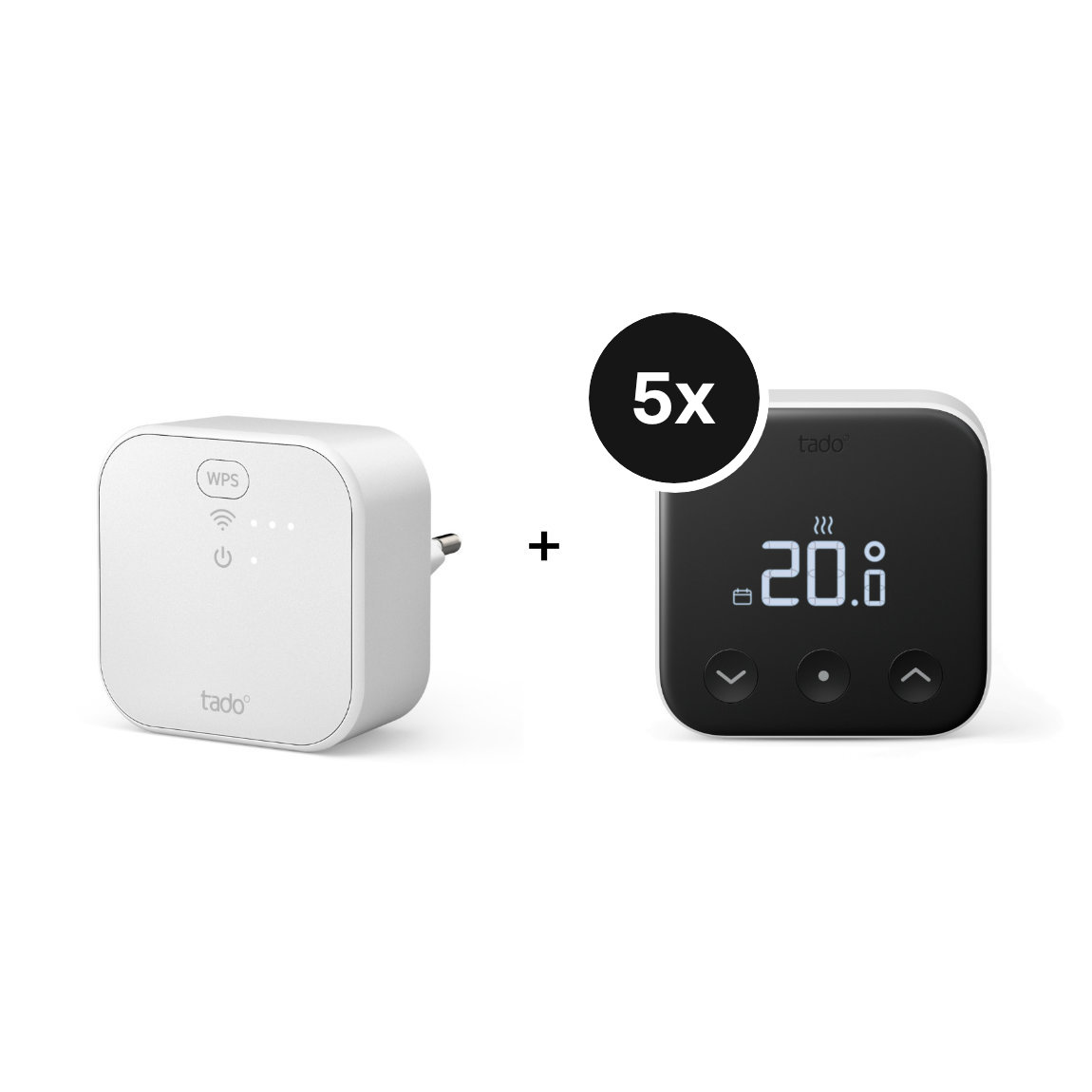 tado° X Starter Kit mit Smartes Thermostat für Fußbodenheizung und Einzelraumsteuerung (230V) - 5er-Set + Bridge