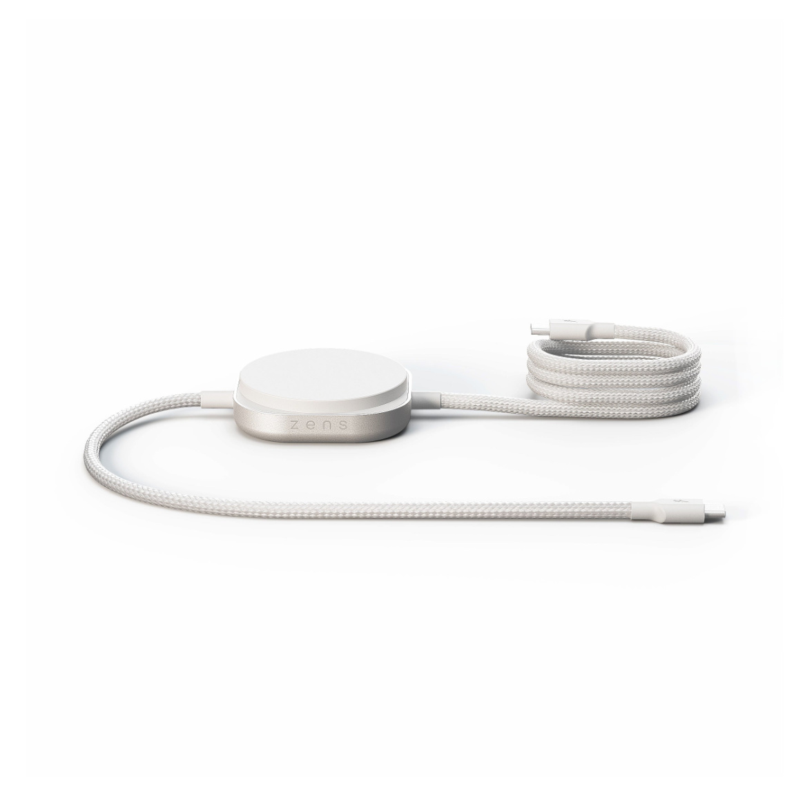Zens Charging Cable USB C-C Pro 2 - USB-C auf USB-C-Ladekabel mit Qi2, für 2 Geräte - Weiß