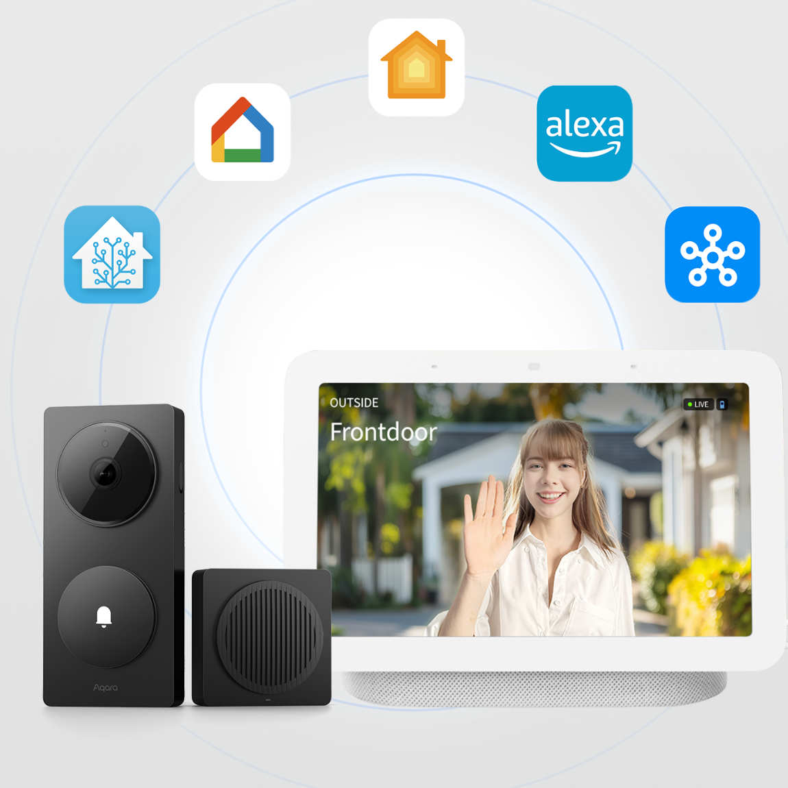 Thumbnail - Aqara Doorbell Camera Hub G410 + tink Basics White & Color E27 Bulb - Matter