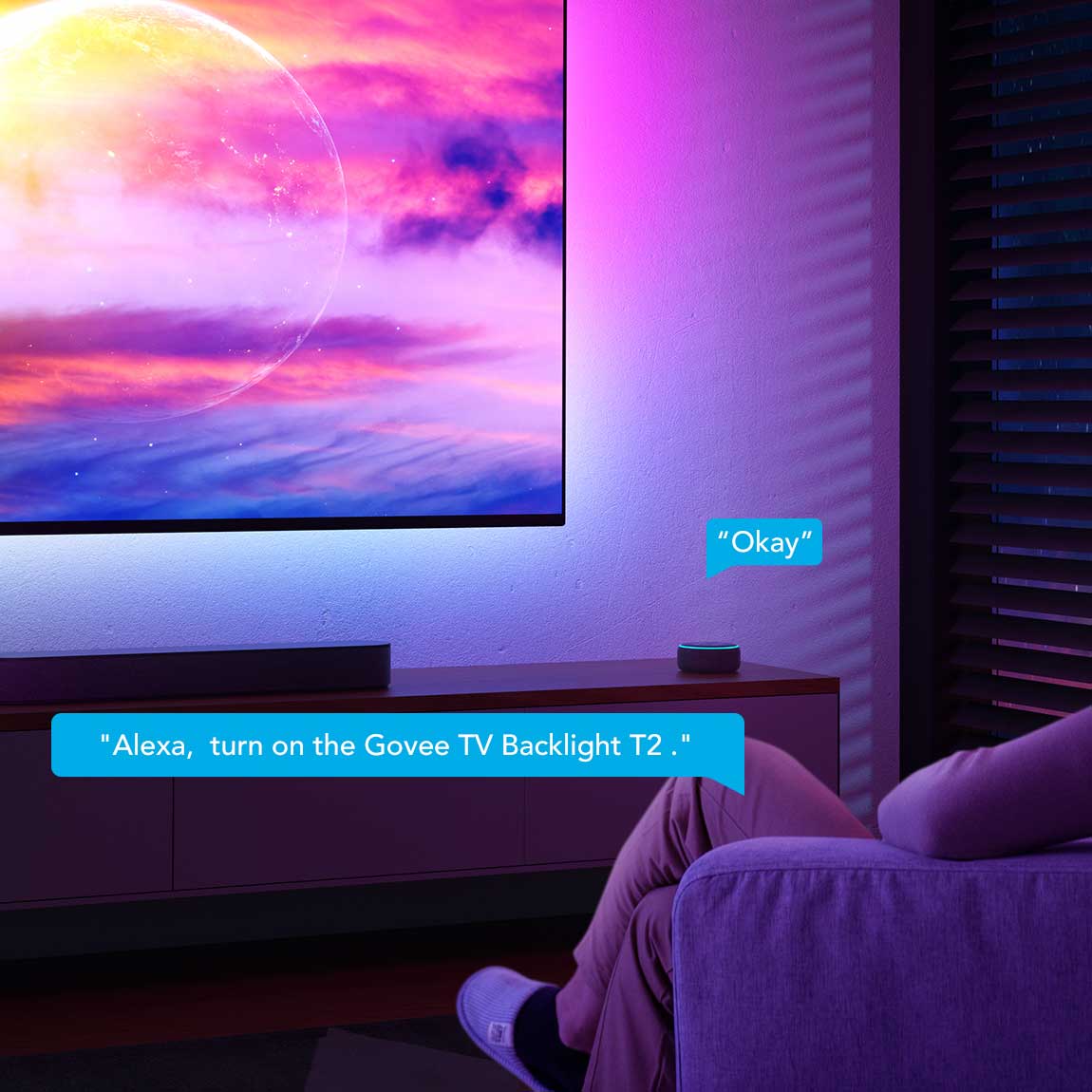 Thumbnail - Govee TV-Set - Envisual TV Backlight T2 + RGBICW Smart Corner Floor Lamp - 2er-Set