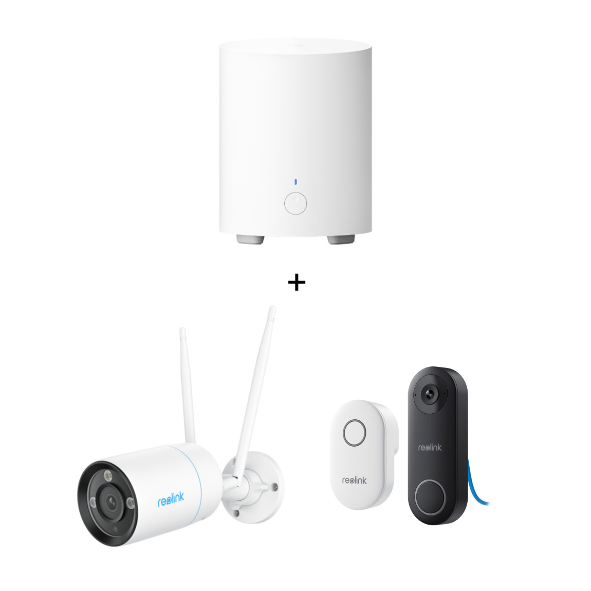 Reolink Starter Set - mit Hub 1 Lite, W330 Außenkamera + D340P 2K PoE Video Doorbell mit Chime