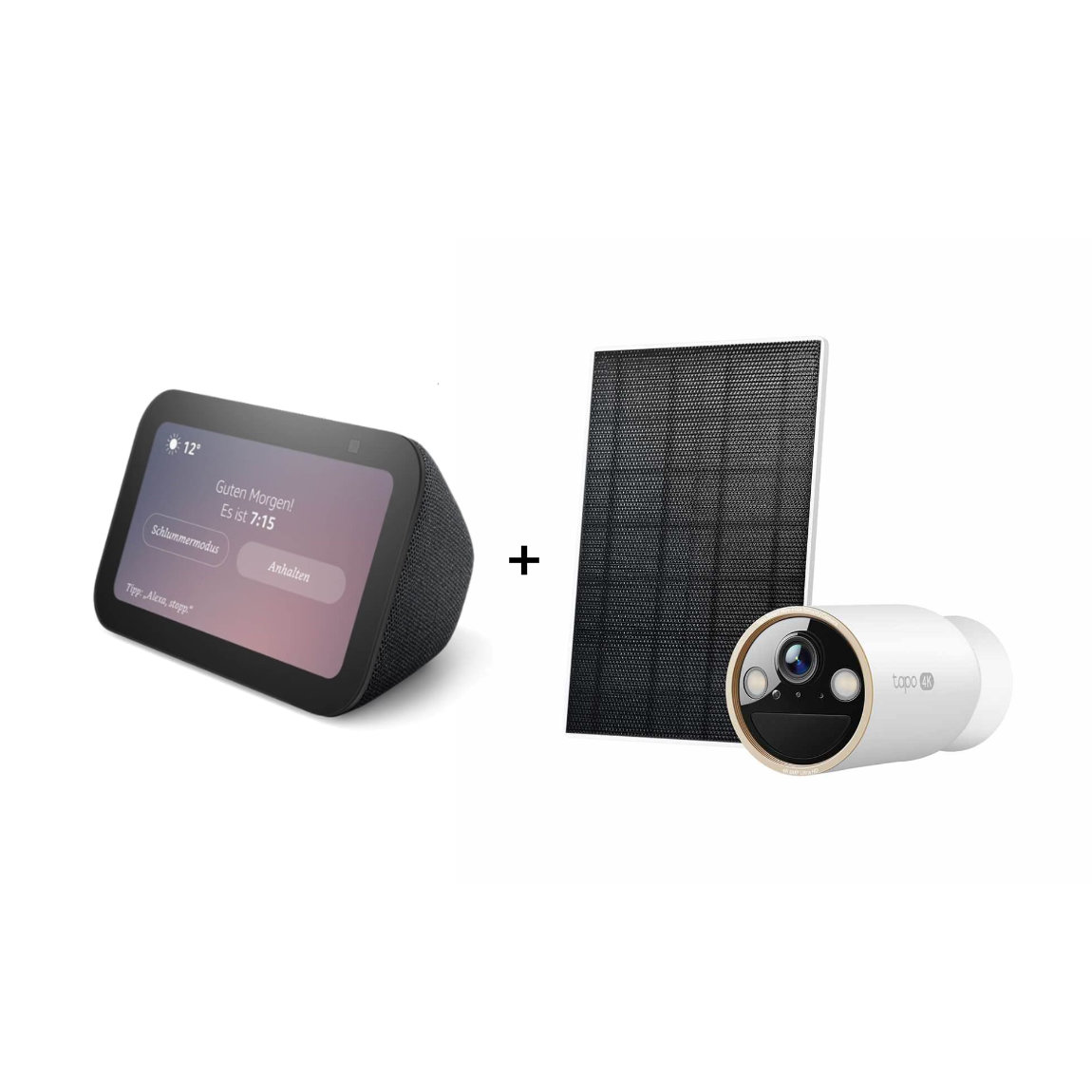 Amazon Starter Set - mit Echo Show 5 (Neueste Gen.) + TP-Link Tapo C460 KIT - 4K-Außenkamera + Solarpanel