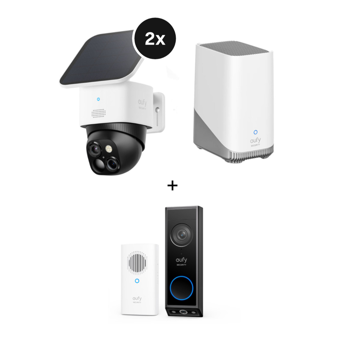 eufy S340 Starter Set 2+1 - 2er-Kameraset mit HomeBase 3 + Video Doorbell E340 mit Chime